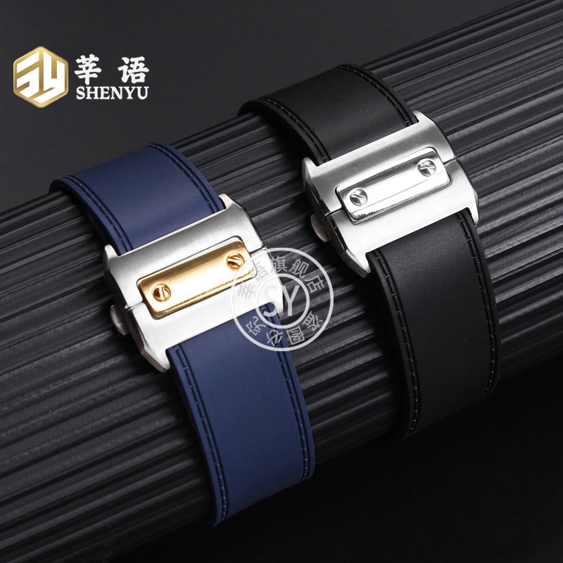 Shenyu Rubber watch strap For  - Cartier Watch Santos 评论和价格