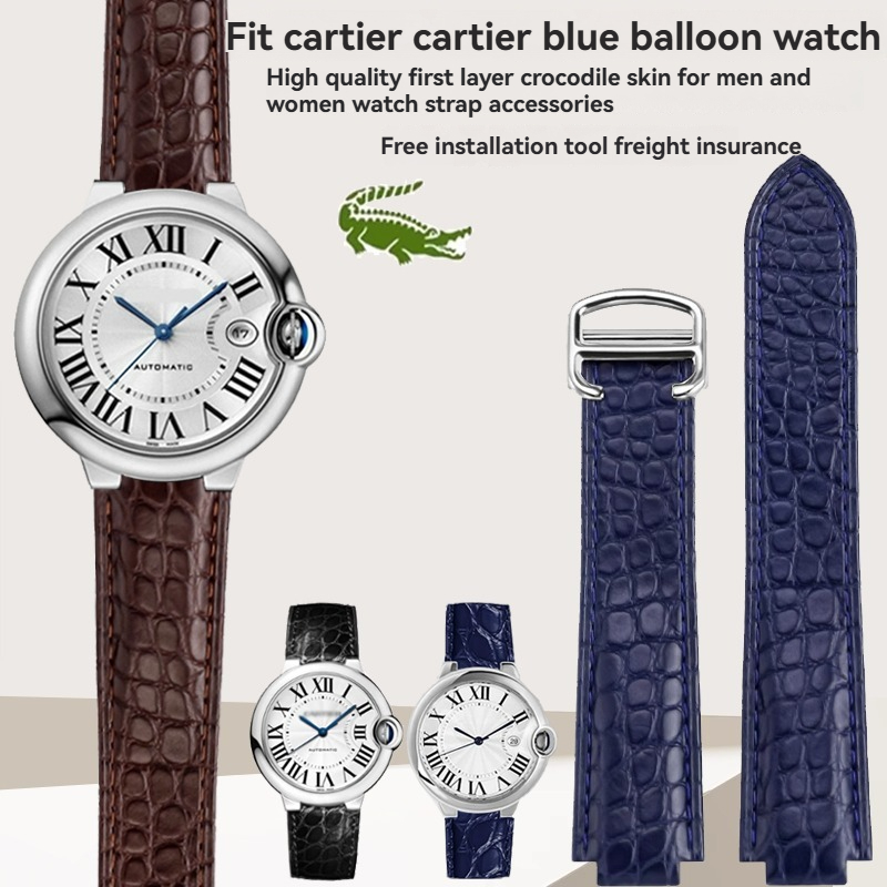 Crocodile leather watch strap  - Cartier Watch Ballon Bleu 评论和价格