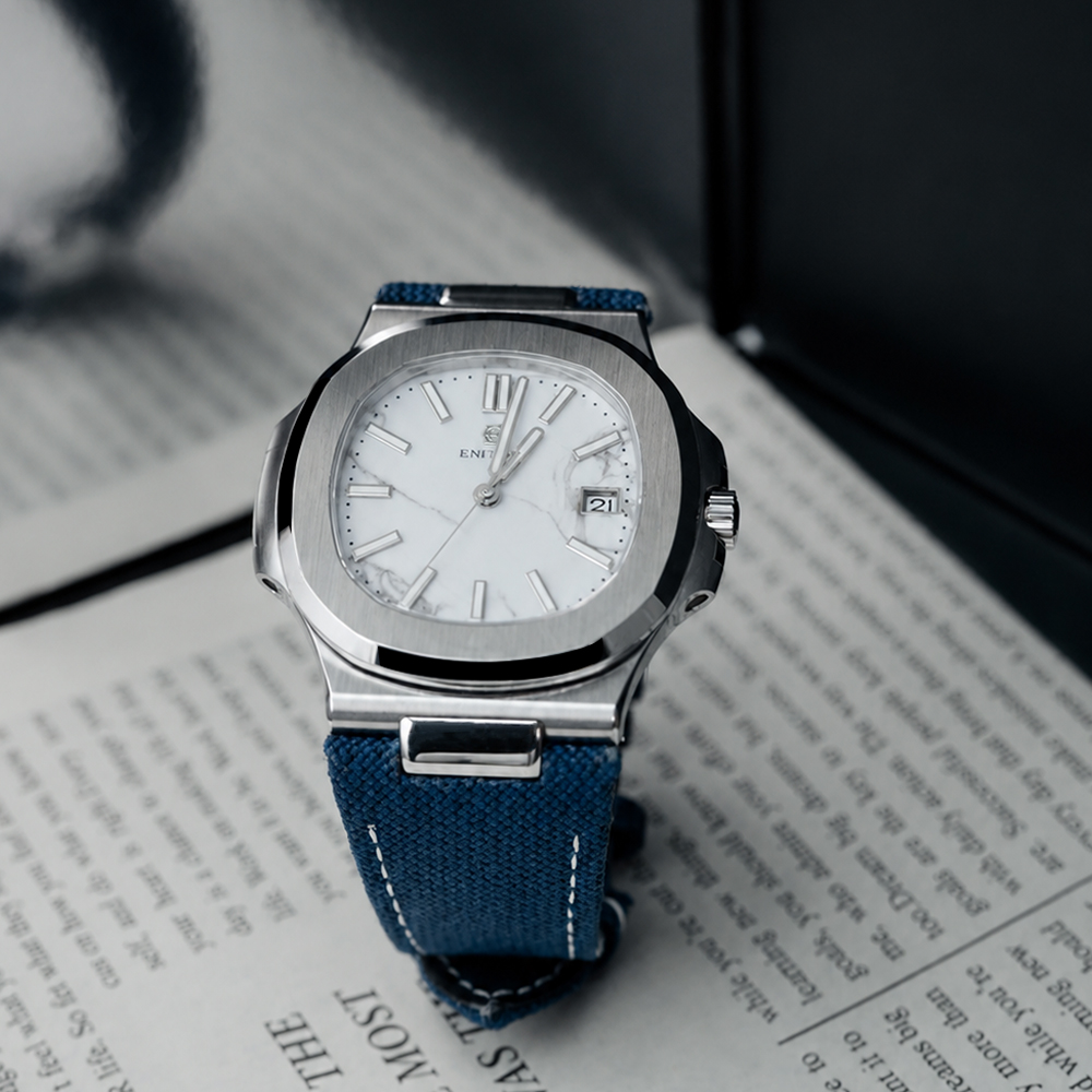 ENITON 38mm Stone Dial Composi - Canvas Strap Watch 评论和价格